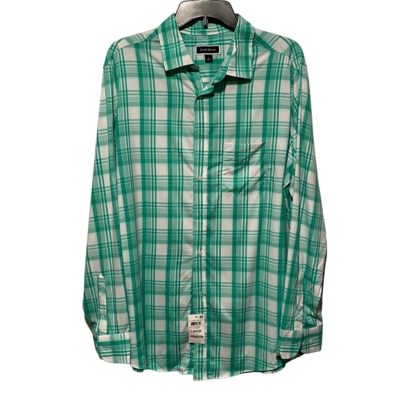 Club Room Men's Regular-Fit Plaid Shirt green Large - Picture 1 of 6